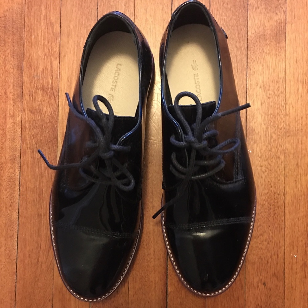 Lacoste patent Oxford loafers NEW